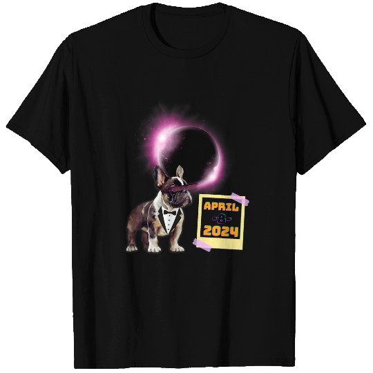 French Bulldog April 8 2024 America Solar Eclipse T-Shirts