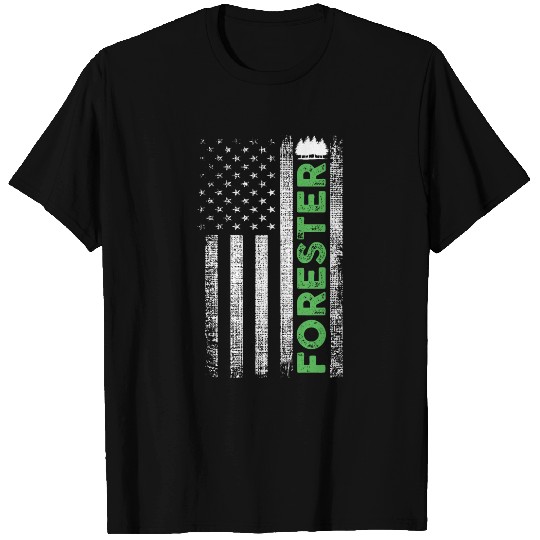 Forest Forestry Worker American Flag Forester T-Shirts