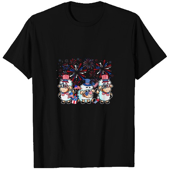 Sheep Lover With Fireworks Sunglasses Hat Merica Funny 4th Of July T-Shirts
