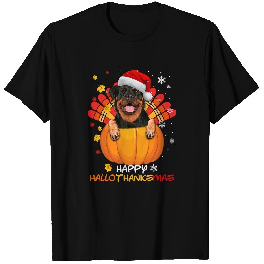 Dog Rottweiler Happy Hallothanksmas Halloween Thanksgiving xmass 104 T-Shirts