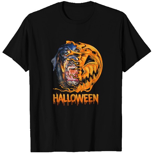 Dog Rottweiler Halloween Pumpkin Skeletons Scary Spooky Season 120 T-Shirts