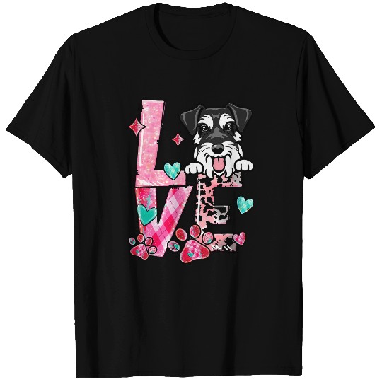 Mini Schnauzer Dog Coffee Lover Dog Mom Valentines Day T-Shirts
