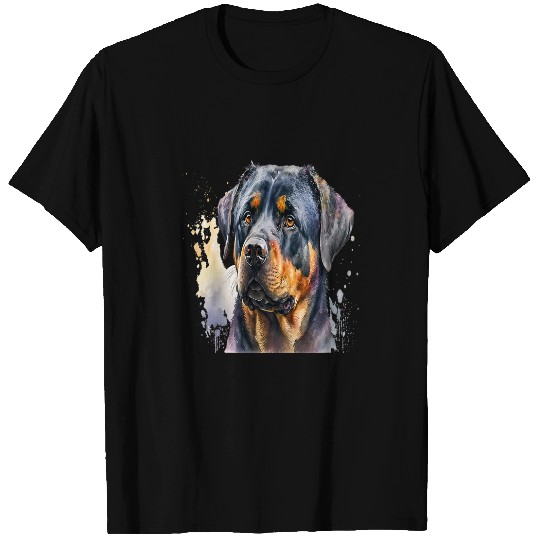 Dog Rottweiler Beautiful Watercolor Rottweiler Portrait T-Shirts