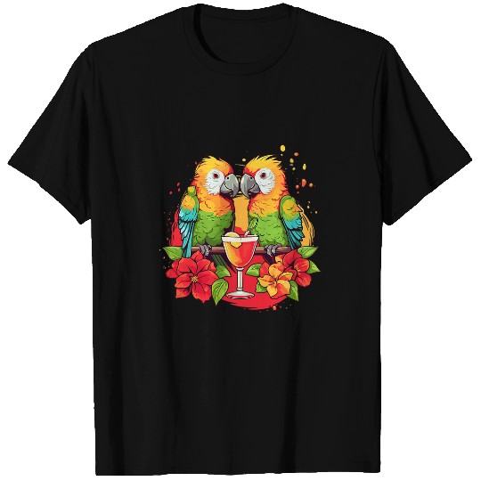 Parrots Drinking Margarita Hawaiian   Summer Birds T-Shirts