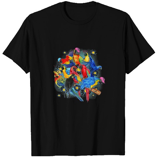 Parrot Summer Daisy Flower Parrot Lover Parrot Funny T-Shirts