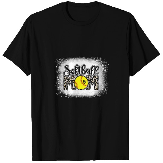 Softball Mom Leopard Print Bleached Distressed Trendy Mother 2 T-Shirts