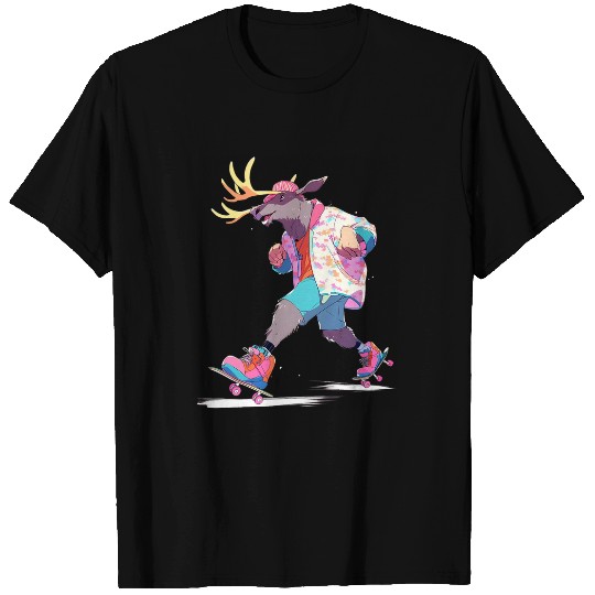 Roller Skating Funny Moose Skater Roller Skates T-Shirts