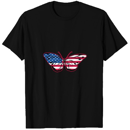 US American Flag Butterfly Memorial Day 4th July Of Patriot T-Shirts