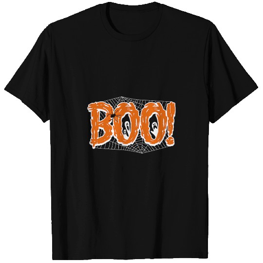 Trendy Halloween Boo Orange Font Spider T-Shirts