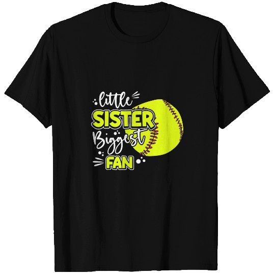 Little Sister Biggest Fan Softball Softball Girl T-Shirts