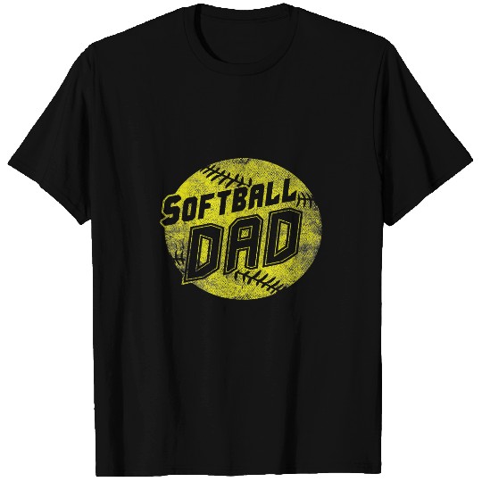 softball dad softball dad usa flag fars day fun T-Shirts