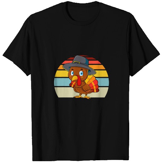 Turkey Pilgrim Cute Thanksgiving Women Kids Toddler Girls T-Shirts