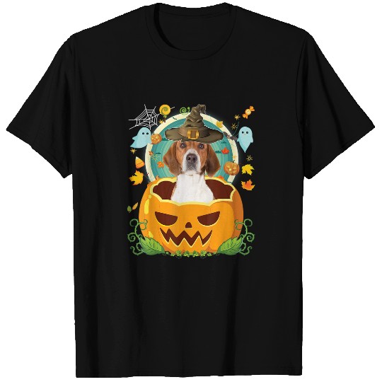 Happy Halloween Pumpkin English Foxhound Dog Witch Cute Hat 99 T-Shirts