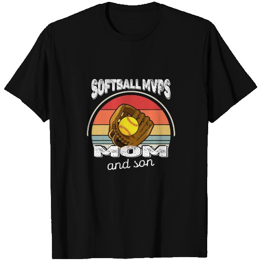 Softball Mother Son Family vintages Mom Boy Catchers Mitt 4 T-Shirts