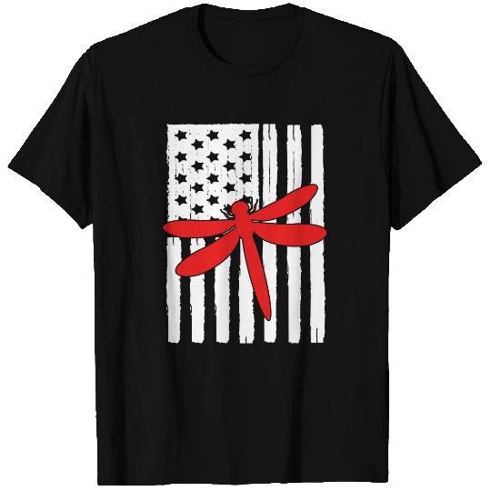 USA American Flag Dragonfly Lover Idea For Insect Lovers T-Shirts