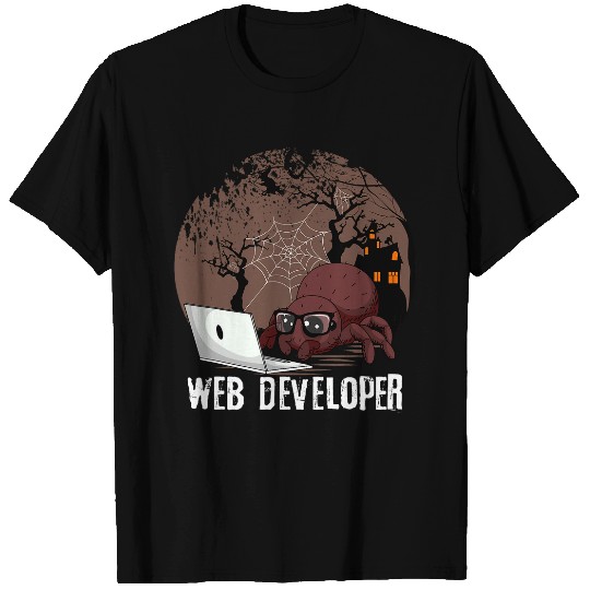 Web Developer Spider Working Website Programming Halloween T-Shirts
