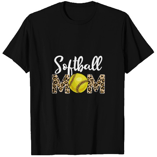 Softball Mom Leopard Print Funny Baseball Mom Mothers Day T-Shirts