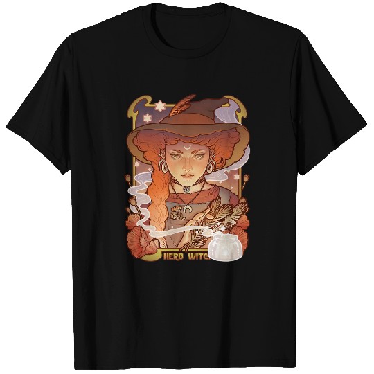 HERB WITCH Art Nouveau Poppies by Medusa Dollmaker T-Shirts