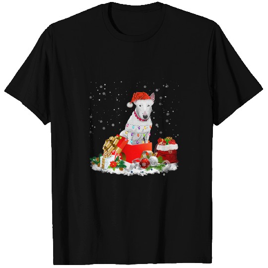 Funny Bull Terrier Dog Santa Hat Christmas Cute Tee Gift T-Shirts