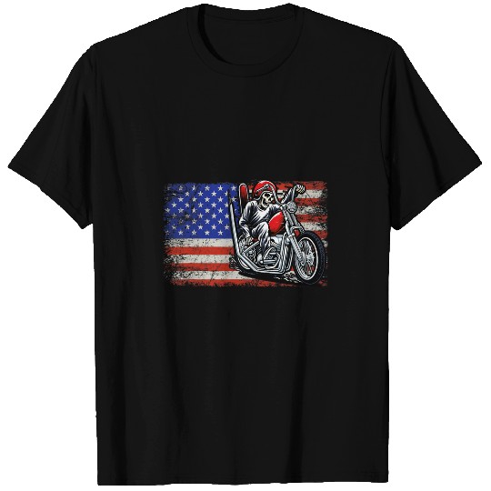 Discover Patriotic American Flag Motorcycle Rider Biker US T-Shirts