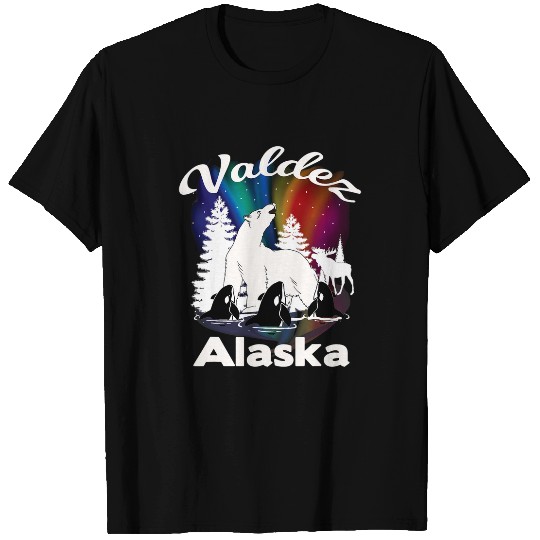 Valdez Alaska Aurora Borealis Polar Bear Orca Moose T-Shirts