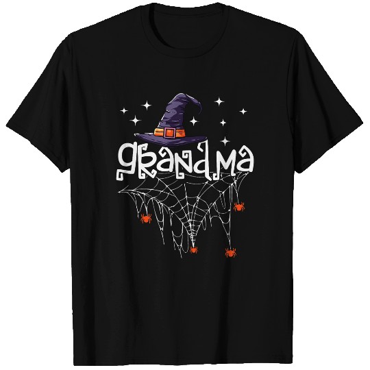 Womens Halloween Family Matching Outfit Grandma Spider Web Witch T-Shirts
