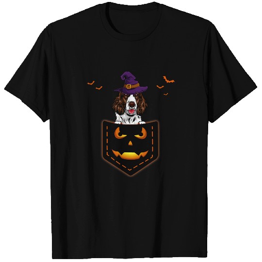 Funny English Springer Spaniel Witch in your Pocket Pumpkin T-Shirts