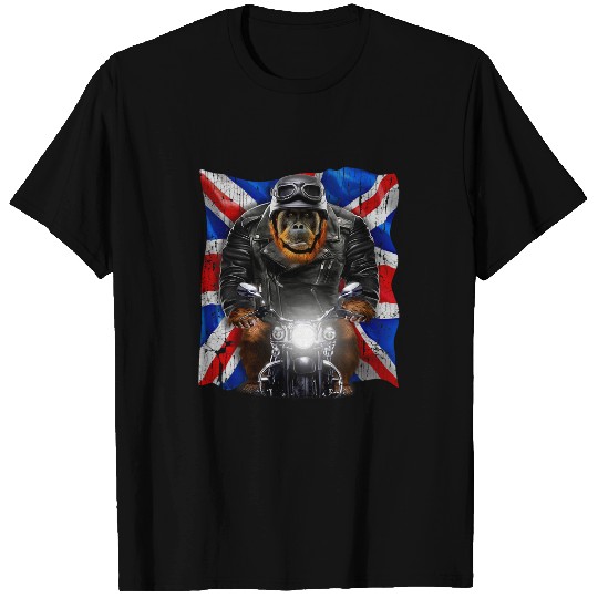 Discover Patriot Orangutan on Motorcycle with Flag of United Kingdom T-Shirts