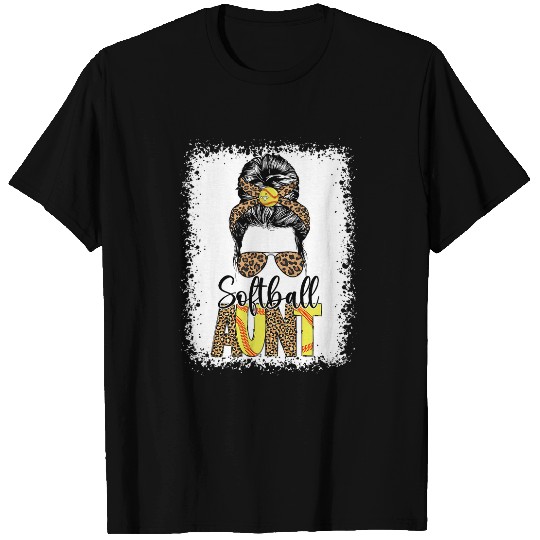 Softball Auntie Leopard Print Game Day Aunt T-Shirts