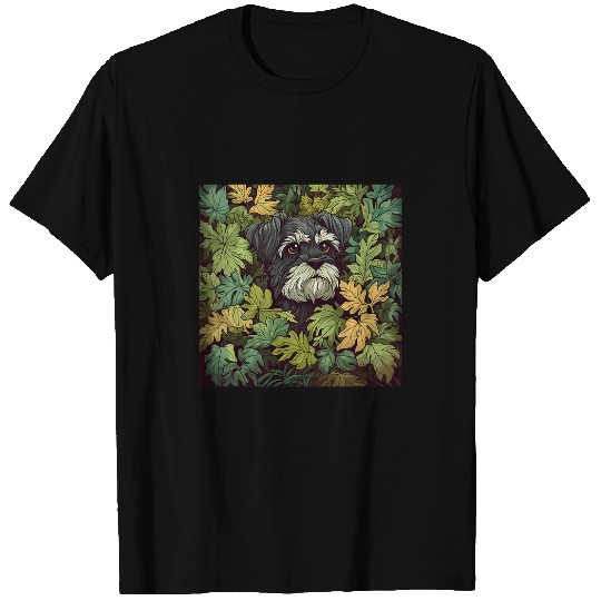 Miniature Schnauzer Dog Mom Dad Plant Lover Hiding in Leaves T-Shirts