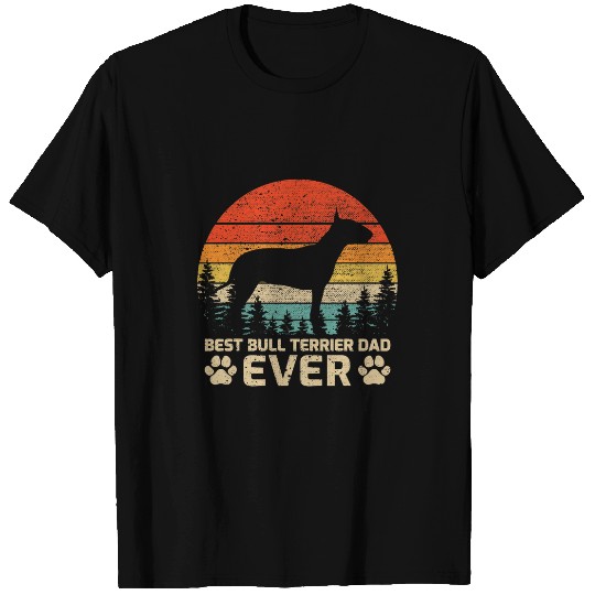 Mens Retro vintages bests Bull Terrier Dad Ever Fathers Day T-Shirts