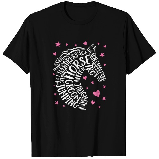 Horse Typography Word Art Girls Horseback Riding Equestrian T-Shirts