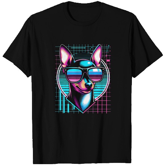 Mens and Womens Min Pin Vaporwave Miniature Pinscher Lover T-Shirts