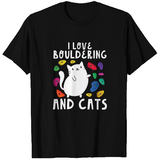 Rock Climbing Holds Climber Cute I Love Bouldering And Cats T-Shirts