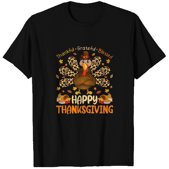 Thankful Grateful Blessed Happy Thanksgiving Cute Turkey T-Shirts