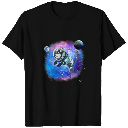Dog Husky in Space Funny Astronaut Husky T-Shirts