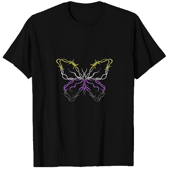 Nonbinary Butterfly Barbwire Nonbinary Flag Nonbinary Pride T-Shirts