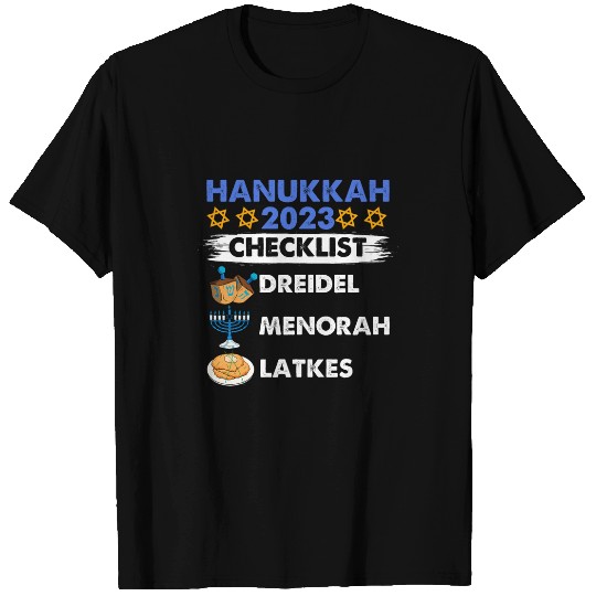 Hanukkah Checklist Dreidel Menorah Latkes Novelty T-Shirts