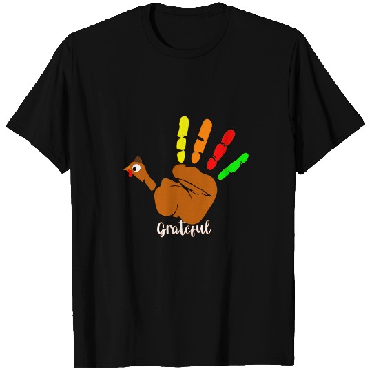 Peace Love Hand Sign Turkey Grateful for Thanksgiving T-Shirts