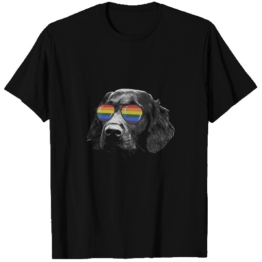 Pride Month Flatcoated Retriever Rainbow Flag T-Shirts