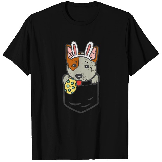 Pocket Easter Heeler Bunny Cute Cattle Dog Men Women Kids T-Shirts
