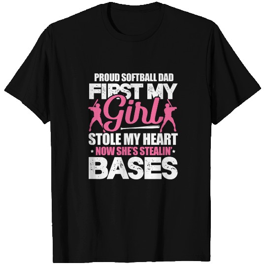 Mens Softball Dad Softball Girl Batter Proud Softball Dad T-Shirts