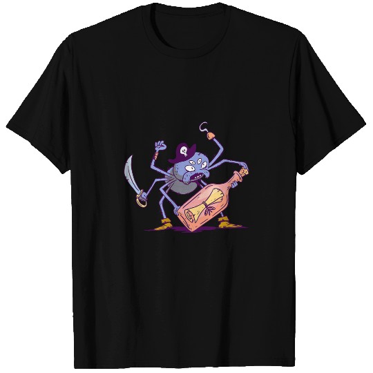 Pirate Spider Motif Message in a Bottle T-Shirts