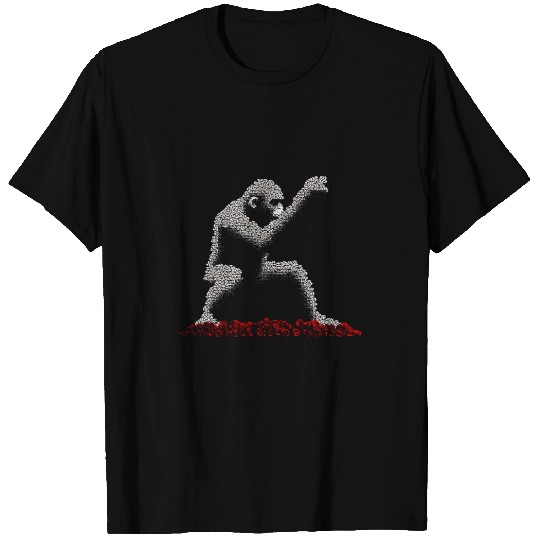 Monkey Pixel Animal Art Roses Flowers Creative Monkey T-Shirts