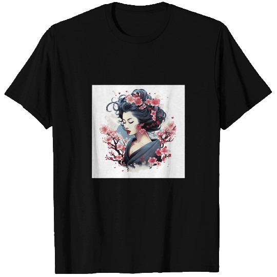 Japanese Blossom Fusion Geisha Fantasy T-Shirts