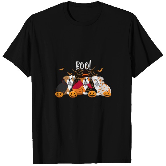 Halloween English Bulldog Dog Boo With Pumpkin Funny Gifts T-Shirts