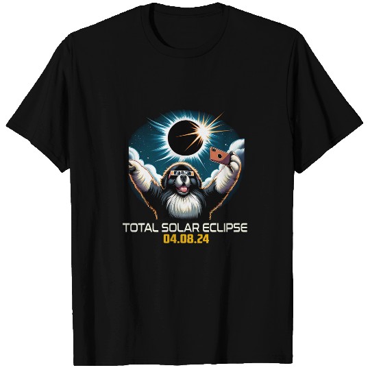 Newfoundland Dog Selfie Solar Eclipse T-Shirts