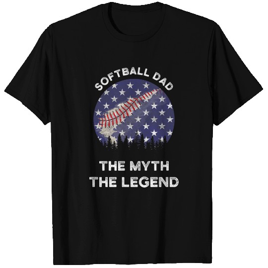 Mens softball dad the myth the legend USA flag softball for men T-Shirts