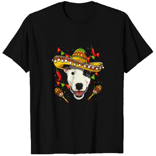 Mexico Cinco de Mayo Bull Terrier Dog Sombrero Mexican Party T-Shirts