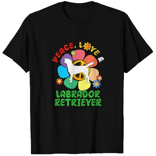 Peace Love And Labrador Retriever Flowers Peace Symbols T-Shirts